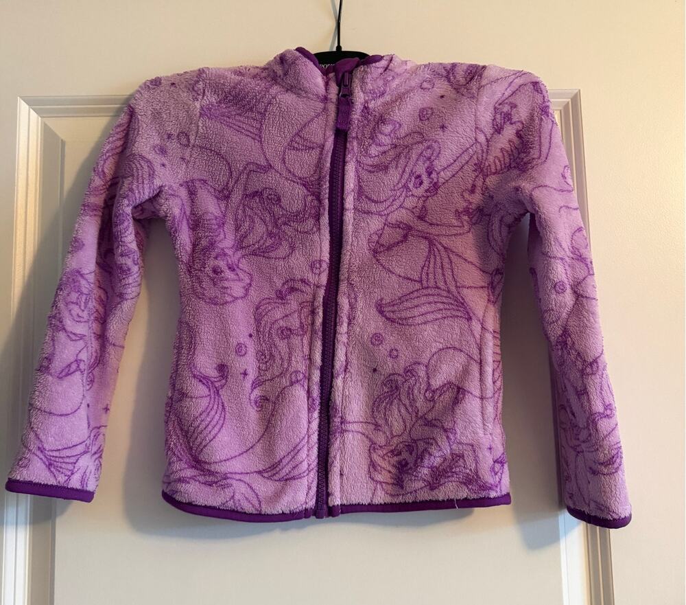 Disney The Little Mermaid Purple Fleece Jacket Girls Size 5/6 Ariel